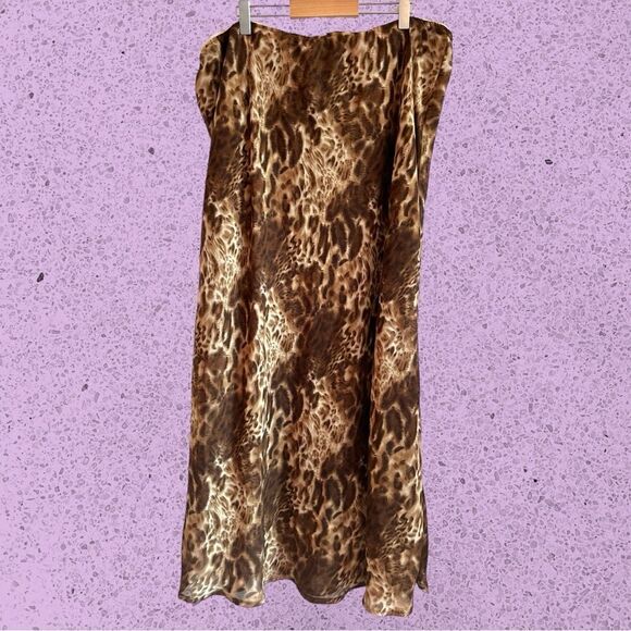 90s vintage maxi leopard print skirt chiffon - Picture 4 of 9